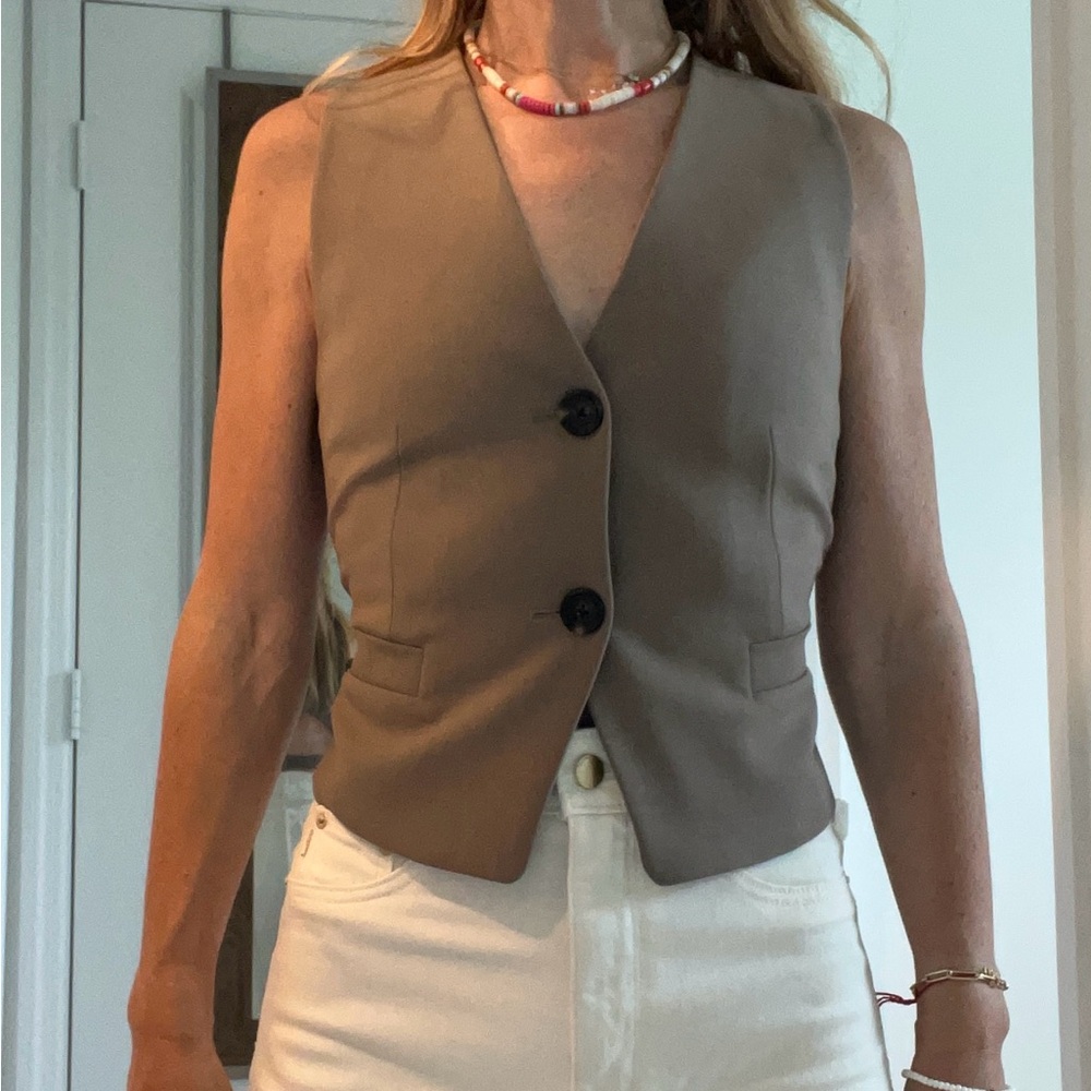 Helmut Lang Taupe Button-Up Vest